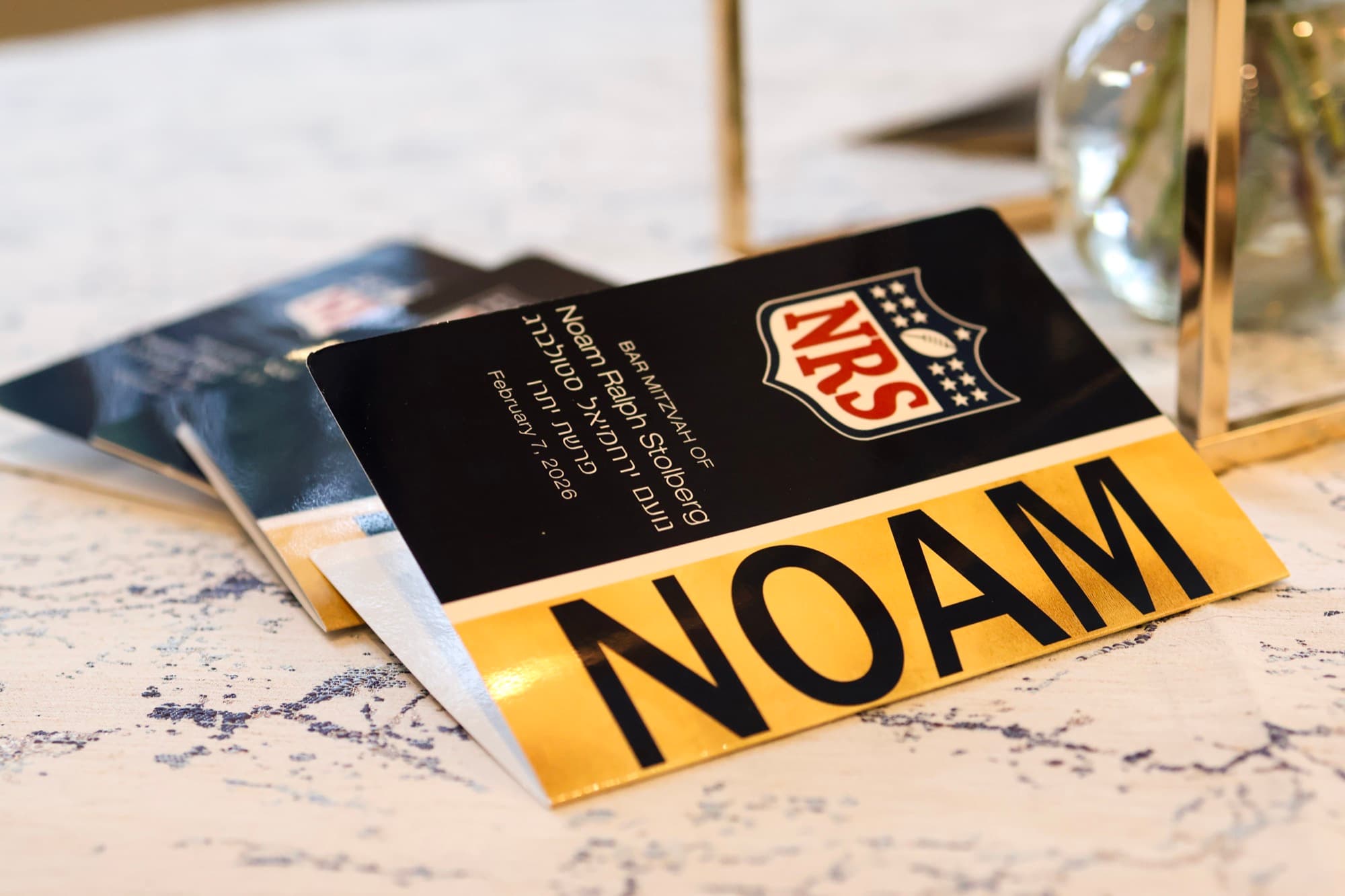 Custom NFL-themed Bar Mitzvah program — creative event detail